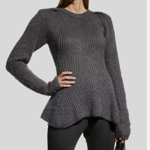 MeiMeij Raglan Sleeve Pleated Knit Pullover Wool Sweater